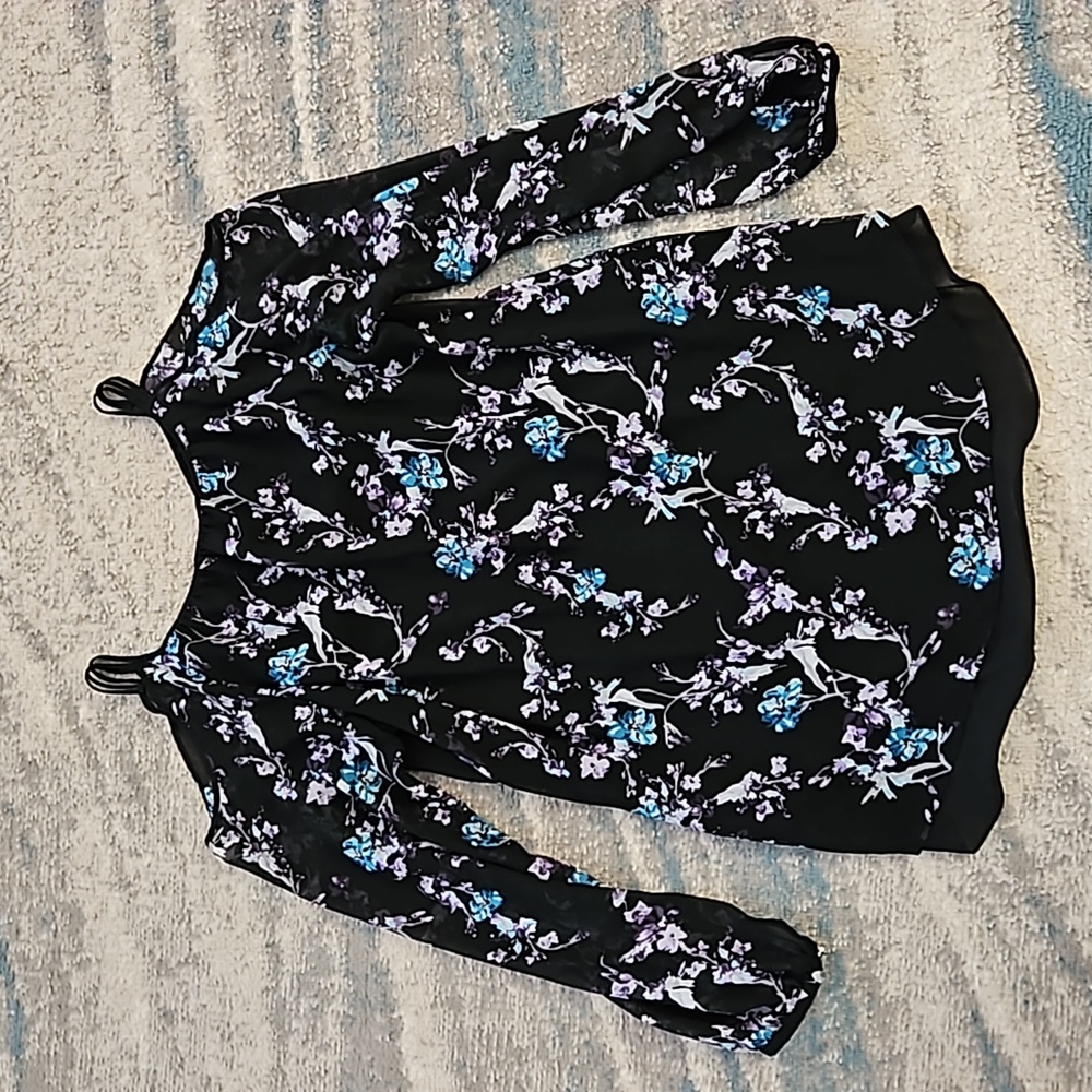 White House Black Market Woman's Floral Long-Sleeve Blouse. Sz: M EUC - Picture 1 of 8